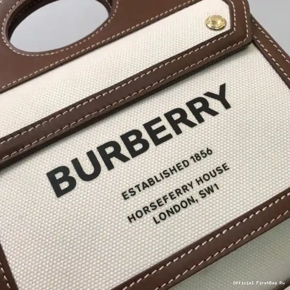 Official FirstBag Ru Pocket BURBERRY Mini Leather Bag Canvas and Two-tone 0524